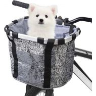 Lixada Bike Basket, Small Pet Cat Dog Carrier Bicycle Handlebar Front Basket - Folding Detachable Removable Easy Install Quick Released Picnic Shopping Bag, Max. Bearing: 15-22lbs