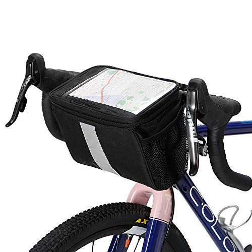  Lixada Bike Baskets Bag with Reflective Stripe Bicycle Handlebar Bag Bike Frame Bag Bicycle Triangle Bag Bike Front Tube Bag Bike Pannier Bag (Optional)