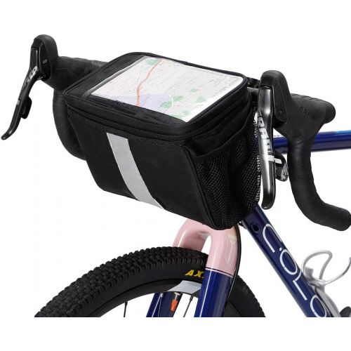  Lixada Bike Baskets Bag with Reflective Stripe Bicycle Handlebar Bag Bike Frame Bag Bicycle Triangle Bag Bike Front Tube Bag Bike Pannier Bag (Optional)