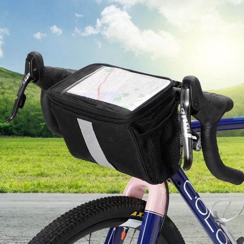  Lixada Bike Baskets Bag with Reflective Stripe Bicycle Handlebar Bag Bike Frame Bag Bicycle Triangle Bag Bike Front Tube Bag Bike Pannier Bag (Optional)