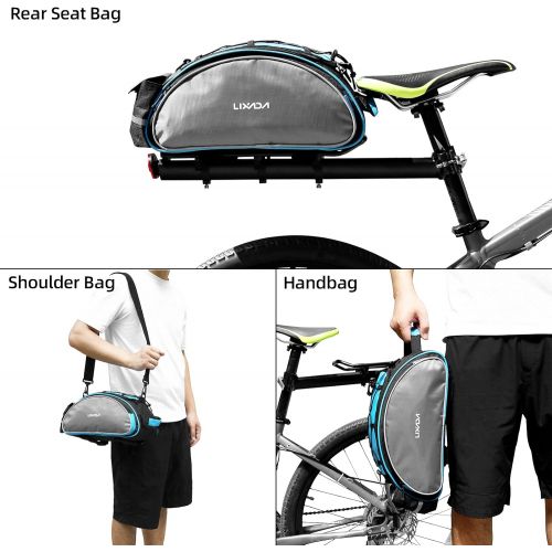  Lixada Bicycle Rack Bag 13L Multifunctional Bicycle Rear Seat Bag Cycling Bike Rack Seat Bag Rear Trunk Pannier Backseat Bag Handbag Shoulder Bag