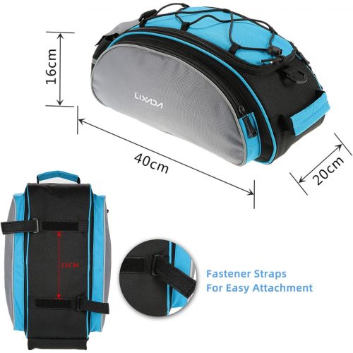  Lixada Bicycle Rack Bag 13L Multifunctional Bicycle Rear Seat Bag Cycling Bike Rack Seat Bag Rear Trunk Pannier Backseat Bag Handbag Shoulder Bag