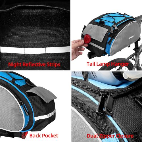  Lixada Bicycle Rack Bag 13L Multifunctional Bicycle Rear Seat Bag Cycling Bike Rack Seat Bag Rear Trunk Pannier Backseat Bag Handbag Shoulder Bag