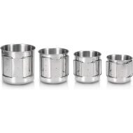 Lixada Pack of 4 Stainless Steel Cups Set Stackable Drinking Water Cups Mugs with Foldable Handles for Home Outdoor Camping Backpacking