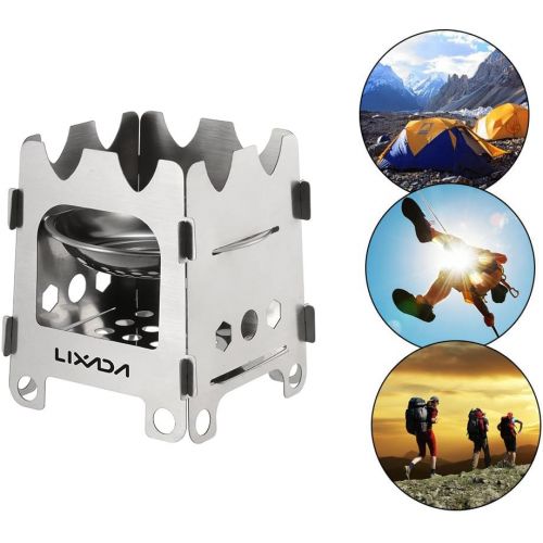  Lixada Camping Stove Portable Lightweight Folding Wood Burning Backpacking Stove for Outdoor Cooking Picnic Hunting