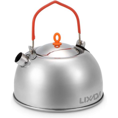  Lixada Camping Kettle,Portable Tea Kettle Camping Coffee Pot Teapot,Compact and Lightweight with Silicon Handle for Camping Hiking Picnic BBQ(0.6L/0.8L/1.2L)