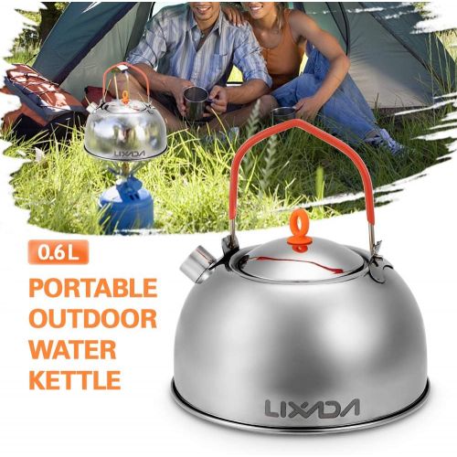  Lixada Camping Kettle,Portable Tea Kettle Camping Coffee Pot Teapot,Compact and Lightweight with Silicon Handle for Camping Hiking Picnic BBQ(0.6L/0.8L/1.2L)