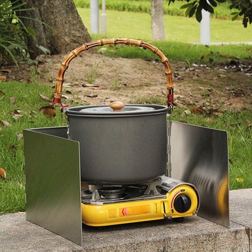  Lixada Folding Stove Windscreen Folding Stainless Steel Windshield Camping Cooker Stove