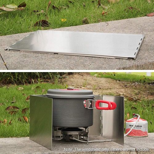  Lixada Folding Stove Windscreen Folding Stainless Steel Windshield Camping Cooker Stove