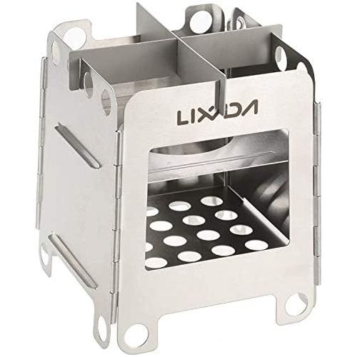  Lixada Portable Stainless Steel Lightweight Folding Wood Stove Pocket Stove for Camping Cooking Picnic Backpacking OutdoorlI (model 2)