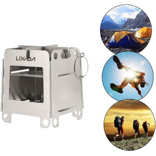  Lixada Portable Stainless Steel Lightweight Folding Wood Stove Pocket Stove for Camping Cooking Picnic Backpacking OutdoorlI (model 2)