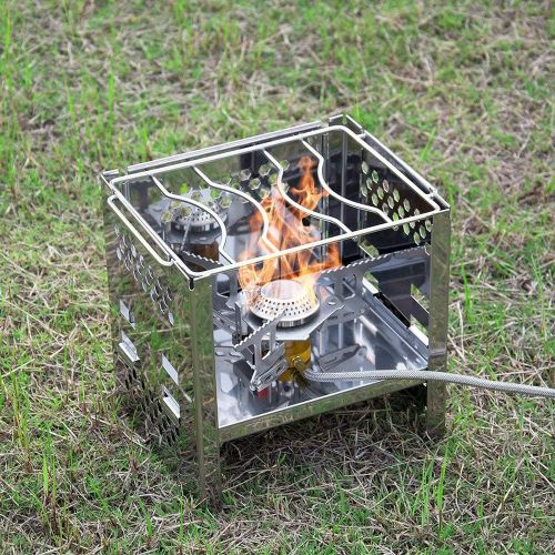  Lixada Camping Stove Wood Burning BBQ Grill Stoves Potable Folding Stainless Steel Backpacking Stove for Backpacking Hiking Camping Cooking