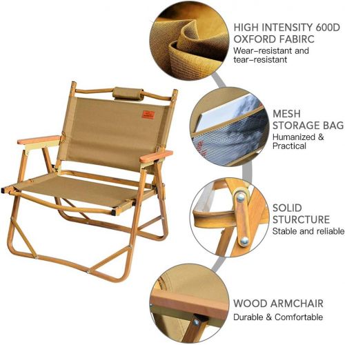 Lixada Portable Foldable Wood Chair Ultralight Leisure Chair Nap Beach Chair for Camping Fishing Picnic