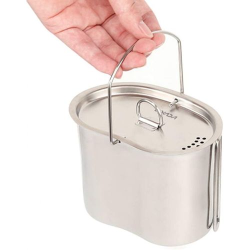  Lixada Camping Cookware Stainless Steel Canteen Cup Hanging Pot with Wood Stove Set for Outdoor Survival Backpacking Hiking Picnic