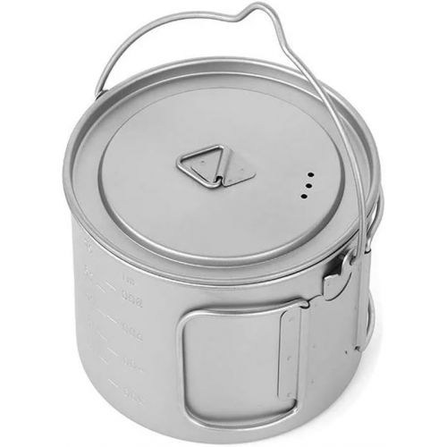  Lixada 1100ml/2800ml Titanium Pot Ultralight Portable Hanging Pot with Lid and Foldable Handle Outdoor Camping Hiking Backpacking