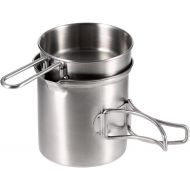 Lixada Portable Outdoor Cooking Pot Stainless Steel Camping Backpacking Pot Cup with Folding Handles