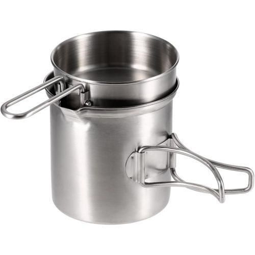  Lixada Portable Outdoor Cooking Pot Stainless Steel Camping Backpacking Pot Cup with Folding Handles