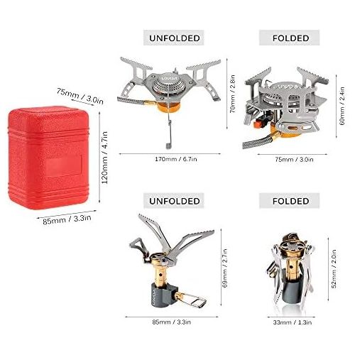  Lixada Camping Cookware Set,3000W Folding Mini Pocket Stove Camping Gas Stove Split Burner with Gas Conversion Head Adapter,Pots Pans Tank Bracket(Optional)