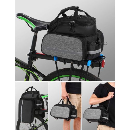  Lixada Bike Rear Bag Bicycle Pannier Bag Saddle Bag 25L Bicycle Rear Seat Bag Bike Carrier Trunk Bag Expandable Waterproof MTB Bike Rack Bag with Rain Cover