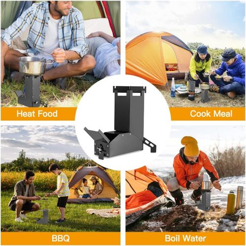  Lixada Rocket Stove Wood Burning Stoves Portable Folding Stainless Steel Backpacking Stoves for Picnic BBQ Camping Hiking