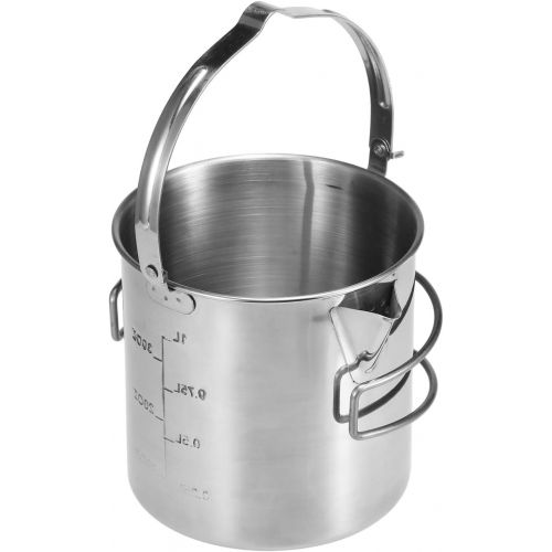  Lixada Camping Cooking Kettle 1L Stainless Steel Pot with Foldable Handle and Dual Use Cover Portable for Hiking Backpacking Picnic