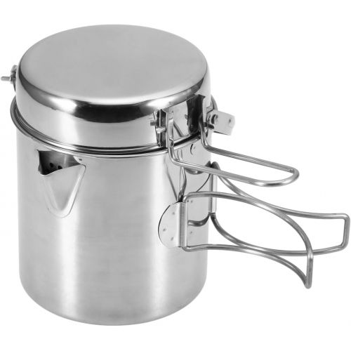  Lixada Camping Cooking Kettle 1L Stainless Steel Pot with Foldable Handle and Dual Use Cover Portable for Hiking Backpacking Picnic