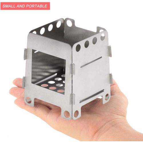  Lixada Camping Stove Portable Folding Titanium Wood Burning Stove for Outdoor Backpacking Survival Cooking Picnic