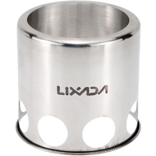  Lixada Camping Stove,Stainless Steel Lightweight Folding Wood Stove Pocket Alcohol Stove for Outdoor Camping Cooking Backpacking