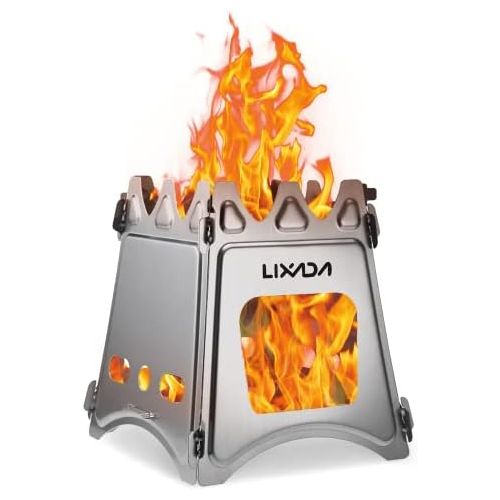  Lixada Camping Stove Portable Folding Stainless Steel Stove Wood Burning Stove Lightweight,Compact,Durable for Outdoor Backpacking Hiking Traveling Picnic BBQ