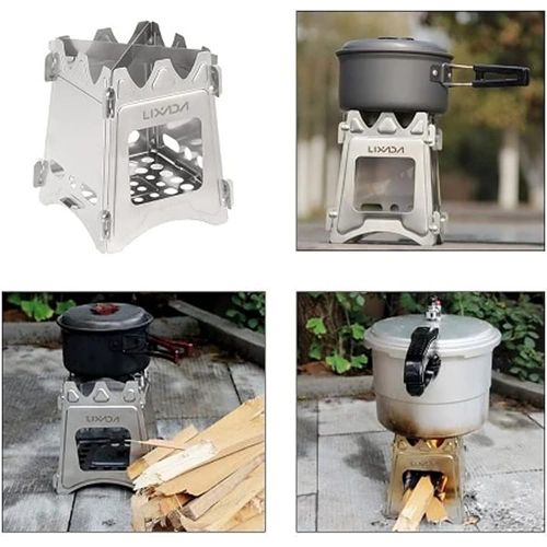  Lixada Camping Stove Portable Folding Stainless Steel Stove Wood Burning Stove Lightweight,Compact,Durable for Outdoor Backpacking Hiking Traveling Picnic BBQ