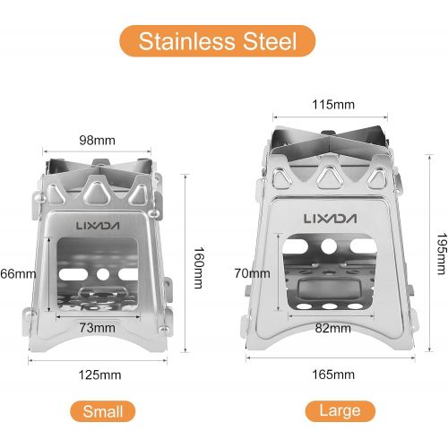  Lixada Camping Stove Portable Folding Stainless Steel Stove Wood Burning Stove Lightweight,Compact,Durable for Outdoor Backpacking Hiking Traveling Picnic BBQ