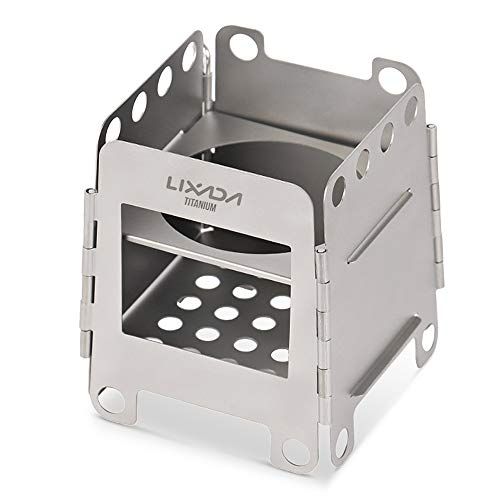  Lixada Camping Stove, Titanium Folding Wood Burning Stove Alcohol Burner Pocket Stove Portable Lightweight