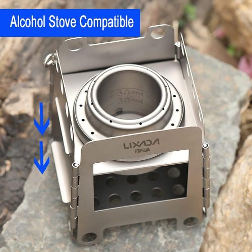  Lixada Camping Stove, Titanium Folding Wood Burning Stove Alcohol Burner Pocket Stove Portable Lightweight