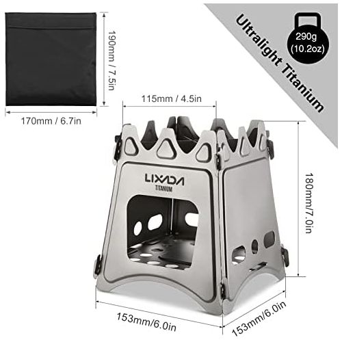  Lixada Camping Stove Portable Folding Stainless Steel Stove Wood Burning Stove Lightweight,Compact,Durable for Outdoor Backpacking Hiking Traveling Picnic BBQ