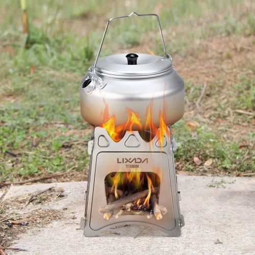  Lixada Camping Stove Portable Folding Stainless Steel Stove Wood Burning Stove Lightweight,Compact,Durable for Outdoor Backpacking Hiking Traveling Picnic BBQ