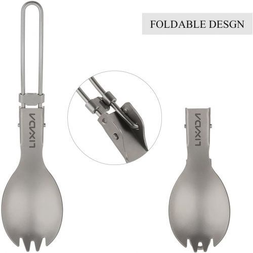  Lixada Ultralight Titanium Cookset Outdoor Camping Cookware Set 900ml/1100ml Pot 350ml Fry Pan with Folding Spork for for Travel Camping Backpacking Picnic