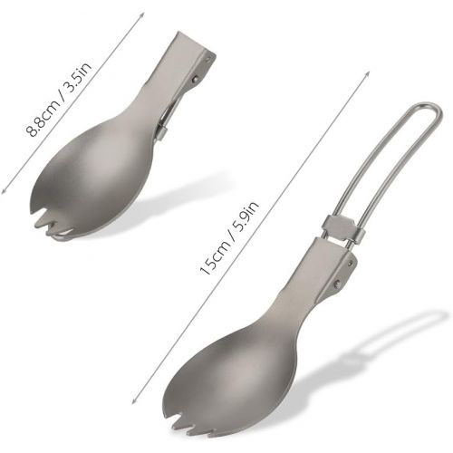  Lixada Ultralight Titanium Cookset Outdoor Camping Cookware Set 900ml/1100ml Pot 350ml Fry Pan with Folding Spork for for Travel Camping Backpacking Picnic