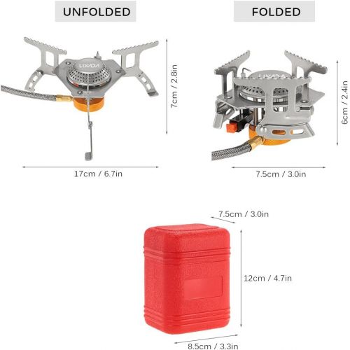  Lixada Outdoor Camping Cooking Big Power Windproof Gas Stove Butane Burner Mini Camping Cookware Portable Foldable Split Furnace 3200W for Picnic Hiking