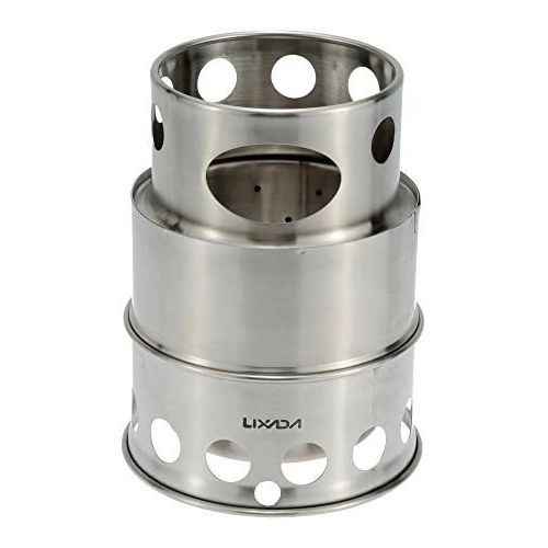  Lixada Camping Wood Stove Portable Stainless Steel Lightweight Wood Burner Backpacking Stove for Outdoor Cooking Hiking Picnic BBQ (Style 2)