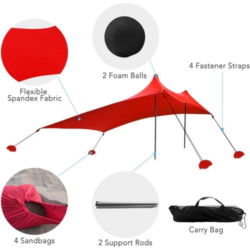  Lixada Beach Tent Sun Shelter Family Beach Tent with Sandbags Pop Up Beach Sunshade with Carrying Bag for Camping Fishing Hiking Backyard Beach Park