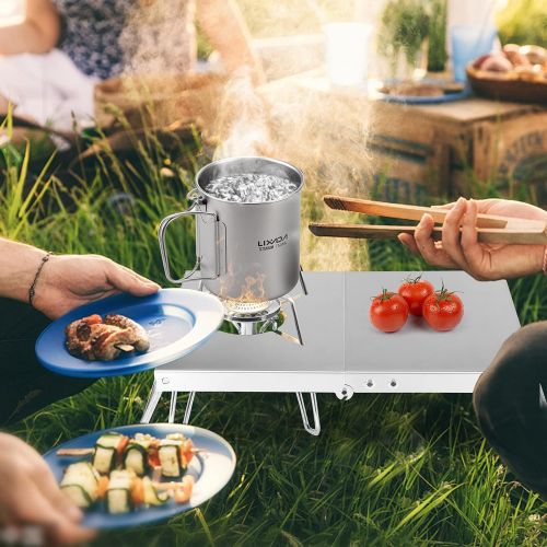  Lixada Ultralight Camp Mini Pocket Folding Stove Stand Outdoor Windproof Folding Camp Stove Stand Cooking Station Table for Camping Hiking Backpacking Picnic