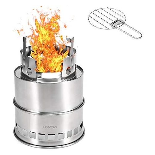  Lixada Camping Stove, Stainless Steel Outdoor Cooking Wood Burning Stove (Style1)