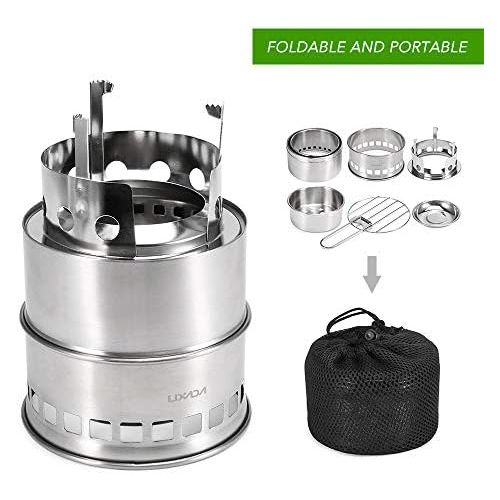  Lixada Camping Stove, Stainless Steel Outdoor Cooking Wood Burning Stove (Style1)