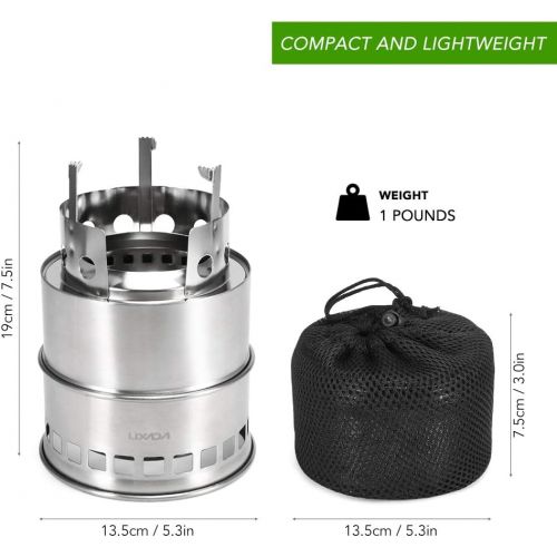  Lixada Camping Stove, Stainless Steel Outdoor Cooking Wood Burning Stove Foldable Portable Backpacking Alcohol Stove Hiking Picnic BBQ (All Models)