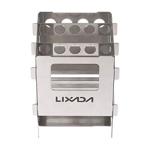  Lixada Portable Stainless Steel Lightweight Folding Wood Stove Pocket Stove for Camping Cooking Picnic Backpacking OutdoorlI (model 1)