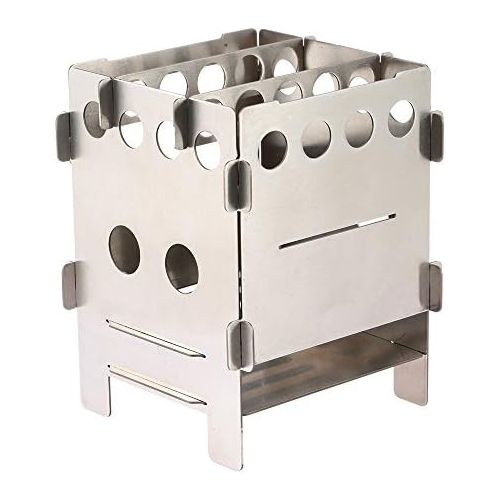  Lixada Portable Stainless Steel Lightweight Folding Wood Stove Pocket Stove for Camping Cooking Picnic Backpacking OutdoorlI (model 1)