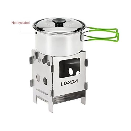  Lixada Portable Stainless Steel Lightweight Folding Wood Stove Pocket Stove for Camping Cooking Picnic Backpacking OutdoorlI (model 1)