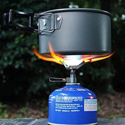  Lixada Camping Cookware Set,3000W Folding Mini Pocket Stove Camping Gas Stove Split Burner with Gas Conversion Head Adapter,Pots Pans Tank Bracket(Optional)