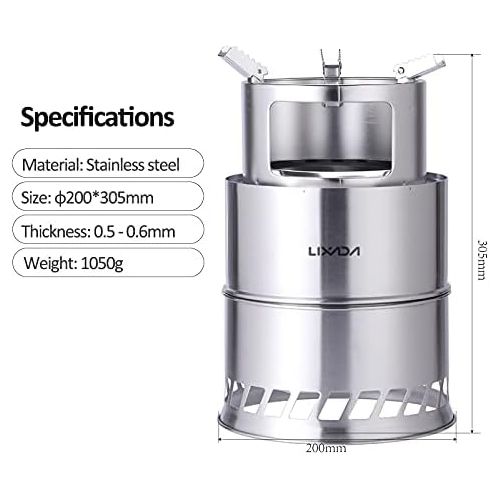  Lixada Camping Stove, Stainless Steel Outdoor Cooking Wood Burning Stove (Style2)