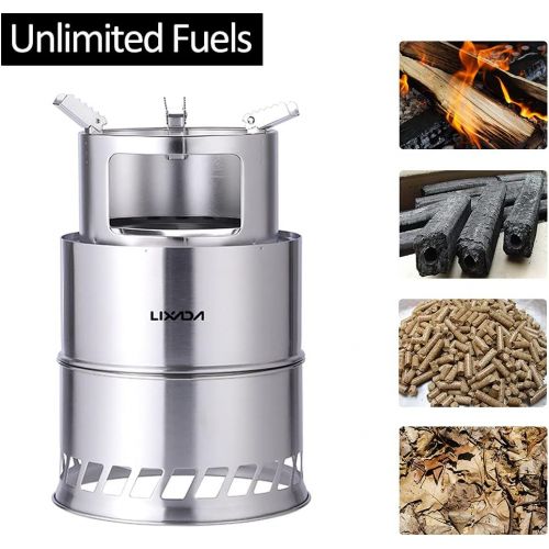  Lixada Camping Stove, Stainless Steel Outdoor Cooking Wood Burning Stove (Style2)